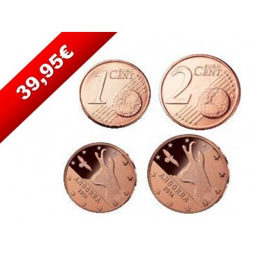 1 cent + 2 cent Andorre 2014 - Des pièces commémoratives, 70 000 exemplaires seulement. 1 cent + 2 cent Andorre 2014 - Le Compt