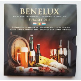 Coffret BU Benelux 2016 - 3 séries complètes millésimées 2016 de 1 cent à 2 euro des Pays-Bas, de la Belgique et du Luxembourg a