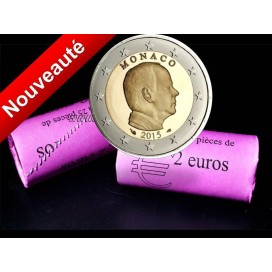 Rouleau 2 Euros Albert Monaco 2015 -  Description: Rouleau de banque officiel  de 2 Euros Monaco 2015 Albert II en co
