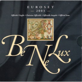 BU BENELUX 2003 - 3 séries complètes millésimées 2003 de 1 cent à 2 euro des Pays-Bas, de la Belgique et du Luxembourg ainsi qu'
