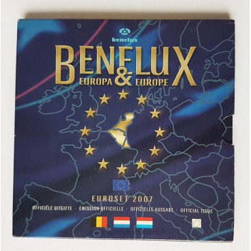 BU BENELUX 2007 - Emis conjointement par la Belgique, les Pays-Bas, et le Luxembourg, ce coffret contient les 8 pièces 2007 de c