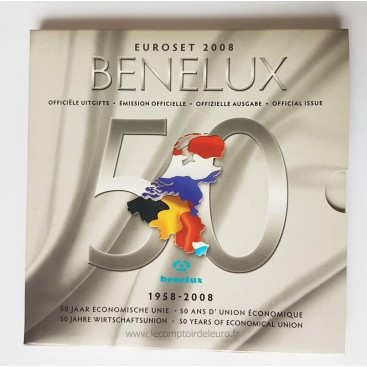 BU BENELUX 2008 - 3 séries complètes millésimées 2008 de 1 cent à 2 euro des Pays-Bas, de la Belgique et du Luxembourg ainsi qu'