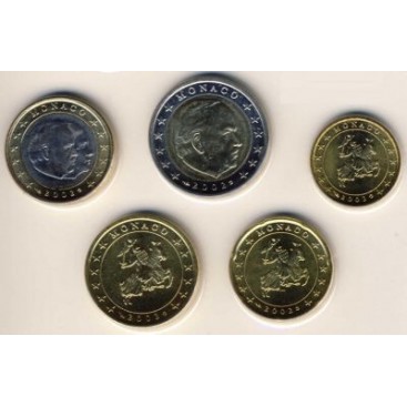 série monaco 2002 - Série de 5 pièces Monaco 2002   qualité: UNC   les pièces présentes dans la série sont : 10cent,20cent, 50ce