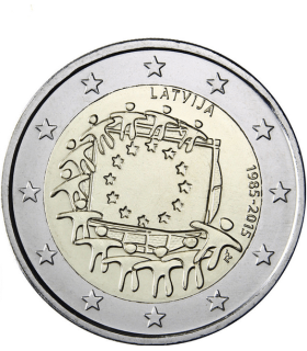 2 Euro Bandera Letonia 2015 €5.45