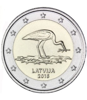 2 euros Letónia 2015 Cegonha 5,49 euros