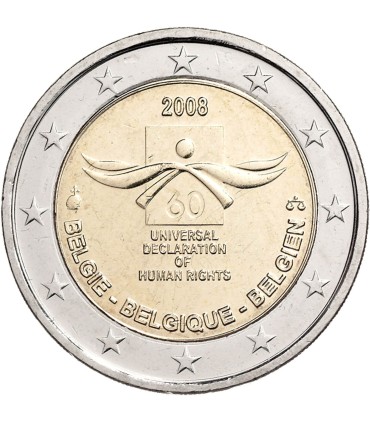 2 euros BÉLGICA 2008 Direitos humanos € 6,90