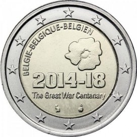2 Euro BELGIQUE 2014 Guerre Mondiale 1914 - Thème:  2 € BELGIQUE 2014 - PREMIÈRE GUERRE MONDIALE Tirage : 1.700.000 exemplaires.