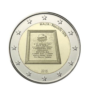 2 Euro Malta 2015 -Repubblica 1974  7,19 €