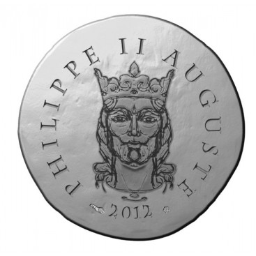 10 Euro 2012 Philippe Auguste - Description :   Face : un portrait de Philippe II Auguste avec sa couronne ainsi que son nom écr