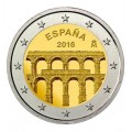 2 Euro Espagne 2016 Aqueduc Segovie - Tirage : 4 000 000 exemplaires. Description: 2 € commémorative représentant l'aqueduc de S