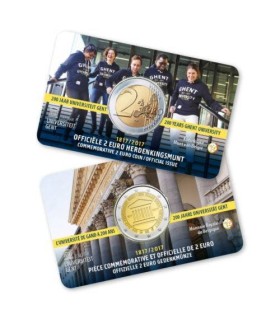Pacote 2x 2 Euro Coincard Bélgica 2017 Universidade de Ghent Francês + Flamengo 29,95