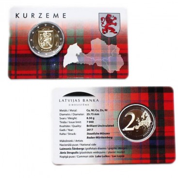 Coincard 2 Euro Lettonie 2017 Les Armoiries de Kurzeme