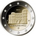 2 Euro Allemagne 2017 Porta Nigra - 2 Euro commémorative Allemagne 2017. La marque d'atelier est représentée dans la partie gauc