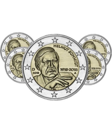 5 x 2 euro Duitsland 2018 100e geboortedag van Helmut Schmidt € 18,85