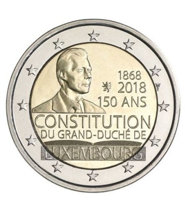2 euros Luxemburgo 2018 Constituição do Grão-Ducado do Luxemburgo 5,25 euros