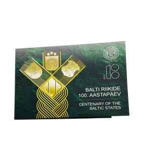 Muntkaart 2 Euro Estland 2018 - 100 jaar Baltische Staten €14,95