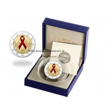 2 euro commemorative BE France 2014-SIDA - 2 Euro Commémorative FRANCE 2014 coffret belle épreuve Thème : Journée mondiale de 