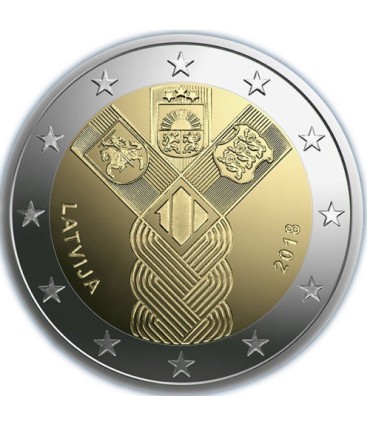 Muntkaart 2 Euro Letland 2018 - 100 jaar Baltische Staten €17,95