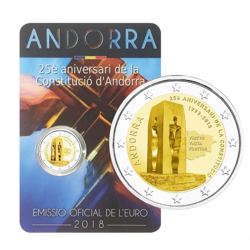 Pièce de 2 Euro Andorre 2018 25e anniversaire de la Constitution de la Principauté d'Andorre - Le Comptoir de l'Euro