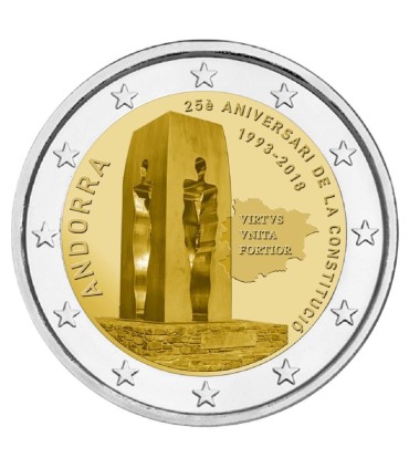 2 euros Andorra 2018 25º aniversário da Constituição do Principado de Andorra € 26,45