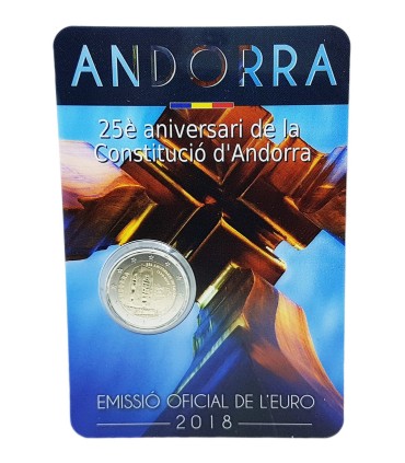 2 Euro Andorra 2018 25 aniversario de la Constitución del Principado de Andorra € 26,45