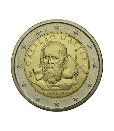 2 euros conmemorativa Italia 2014-Galileo 4,90 euros