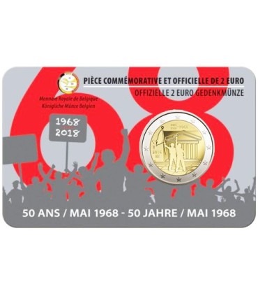 Tarjeta 2 Euro Bélgica 2018 50 aniversario de mayo de 1968 € 12.95