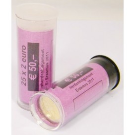 Protective tube for roll of parts of 2 Euro