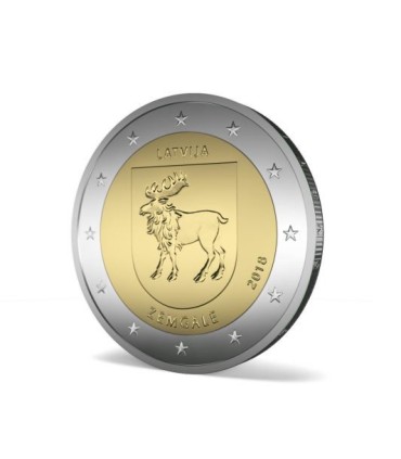 Cartão de moedas de 2 euros da Letónia 2018 - Zemgale € 10,95