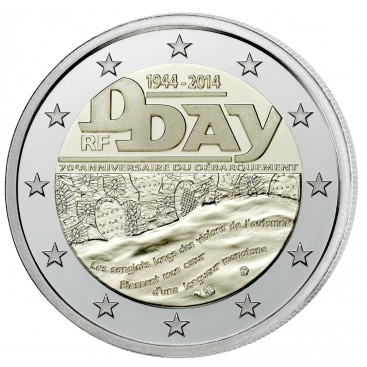 2 euro commémorative FRANCE 2014 D-DAY -   Thème:  70ème anniversaire du débarquement en Normandie. Tirage : 3.000.0