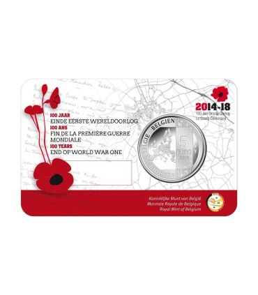 5 Euro Belgio 2018 100 anni di Grande Guerra  15,95 €