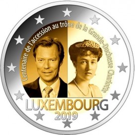 2 Euro Luxembourg 2019 100e anniversaire de l’accession au trône de la Grande-Duchesse Charlotte.