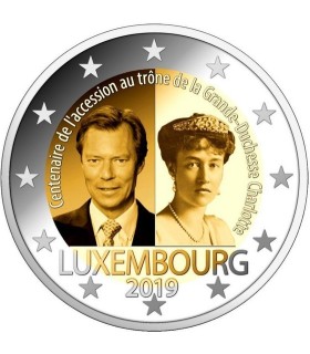2 euros Luxemburgo 2019 Centenario de la subida al trono de la Gran Duquesa Carlota. 4,89 euros