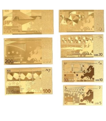 Lotto di banconote in euro placcate in oro 24 carati  33,95 €