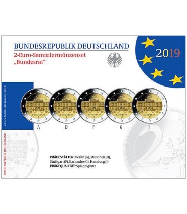 5 x 2 euros BE Alemanha 2019 70 anos do Bundesrat € 34,50