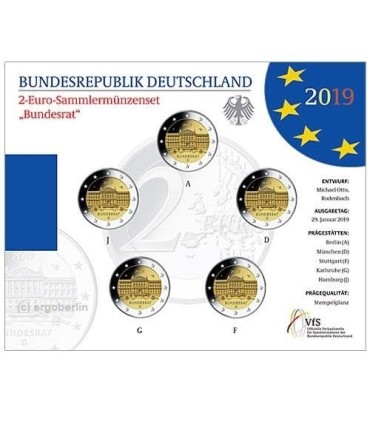 5 x 2 euro BU Duitsland 2019 70 jaar Bundesrat € 23,90