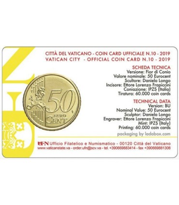 Tarjeta de 50 céntimos Vaticano 2019 5,95 euros