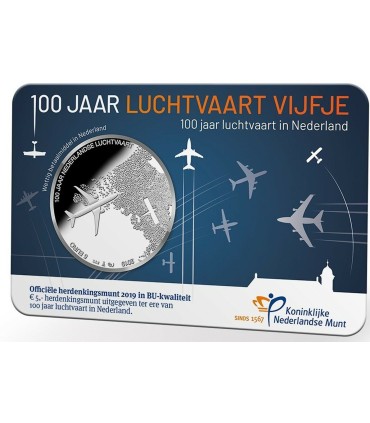 5 euro Netherlands 2019 - 100 years Aviation in the Netherlands  9,95 €