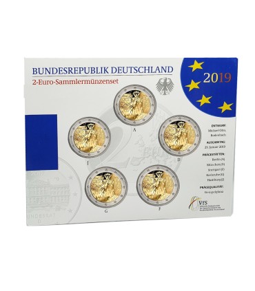 5 x 2 euro BU Germania 2019 Muro di Berlino  29,90 €