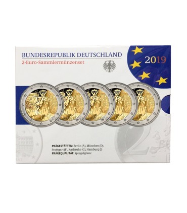 5 x 2 euro BE Duitsland 2019 Berlijnse Muur € 44,90
