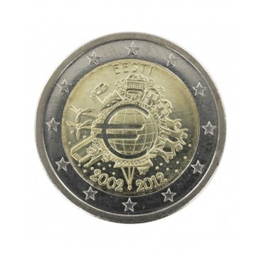 2 Euro "10 ans de l'euro " Estonie 2012 -   Thème: 2 € commémorative 10 Ans de l'Euro Estonie 2012.    Tirage : 2 000 000 exempl