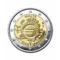 2 Euro "10 ans de l'euro " Malte 2012 -   Thème: 2 € commémorative 10 Ans de l'Euro Malte 2012.    Tirage : 450 000 exemplair