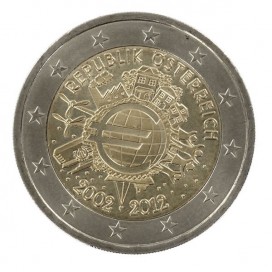 2 Euro "10 ans de l'euro" Autriche 2012 -   Thème: 2 € commémorative 10 Ans de l'Euro Autriche 2012.    Tirage : 11 300 000 exem