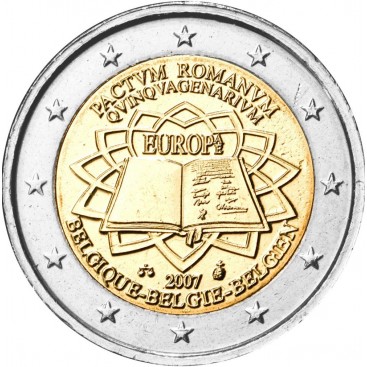 2 Euro Belgique 2007 Traité de Rome -   Thème: 2 € commémorative au traité de Rome Belgique 2007    Tirage : 6 000 000  exemplai