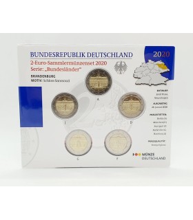 5 x 2 euros Brilho universal BU Alemanha 2020 - Palais de Sanssouci.  23,90 €