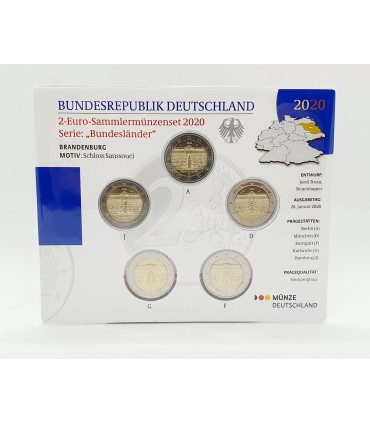 5 x 2 euro Universal brillo BU Alemania 2020 - Palais de Sanssouci.  23,90 €