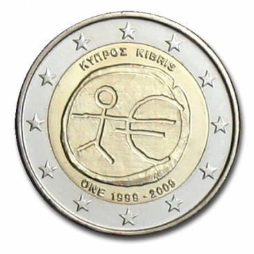 2 Euro EMU Chypre 2009 -   Thème: 2 € commémorative EMU Chypre 2009.    Tirage :1 000 000 exemplaires   Description: Tous les pa