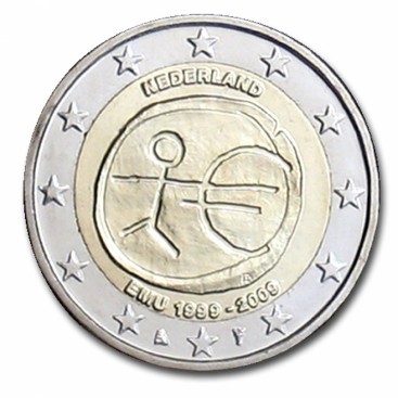2 Euro EMU Pays-bas 2009 - Thème: 2 € commémorative EMU Pays Bas 2009.    Tirage : 5 000  000 exemplaires   Description: Tous le