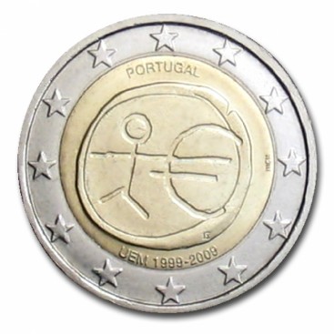2 Euro EMU Portugal 2009 -   Thème: 2 € commémorative EMU Portugal 2009.    Tirage : 1 285 000 exemplaires   Description: Tous l