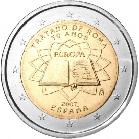 2 Euro Espagne 2007 Traité de Rome -   Thème: 2 € commémorative au traité de Rome Espagne 2007.    Tirage : 8 000 000 exempla